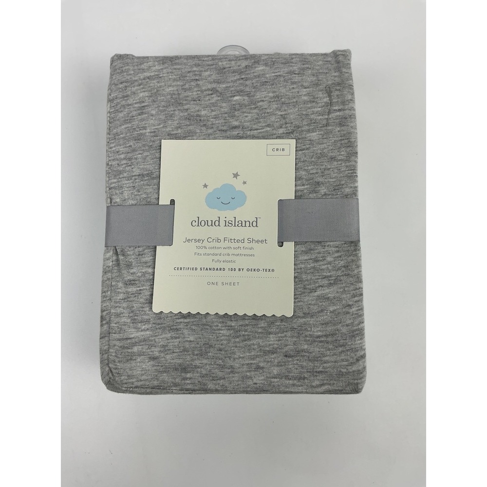 Cloud Island Gray Jersey Crib Fitted Sheet 100% Cotton OEKO-TEX 28x52 New